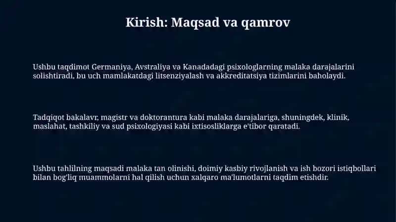 Germaniya,Avstraliya va Kanadada psixologlarning malaka darajalari tahlili 3