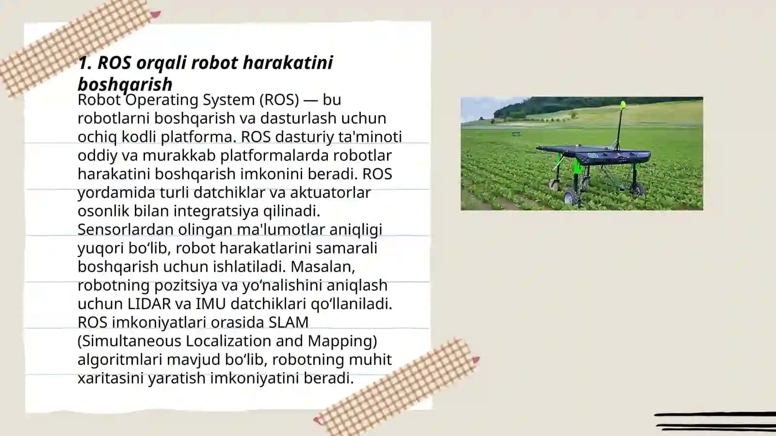 ROS (Robot Operating system) yordamida robot boshqarish 3