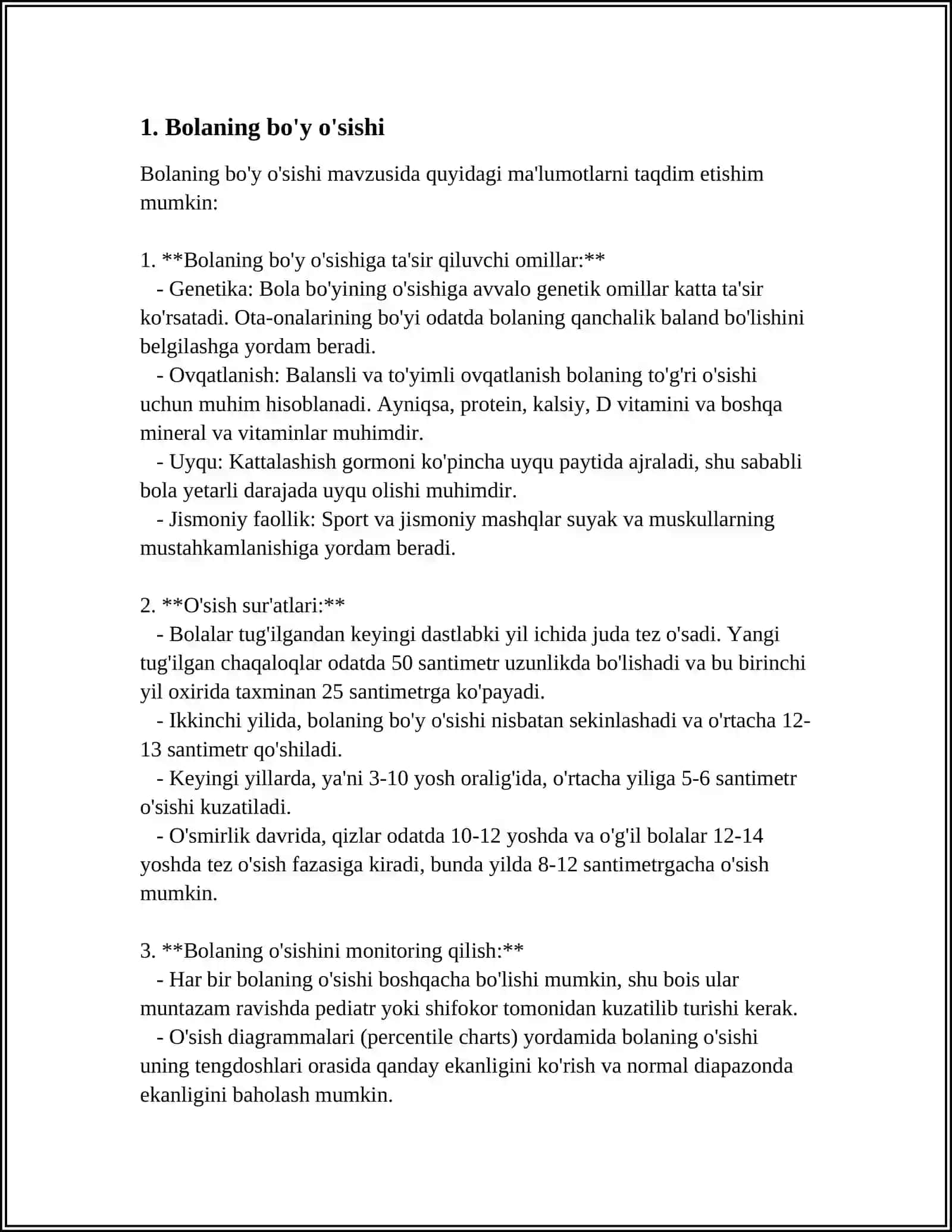 BO'GCHA YOSHIGACHA BO'LGAN DAVR (1-3 YOSHGACHA) BOLADA YOSHIGA MOS FIZIOLOGIK O'ZGARISHLAR 3