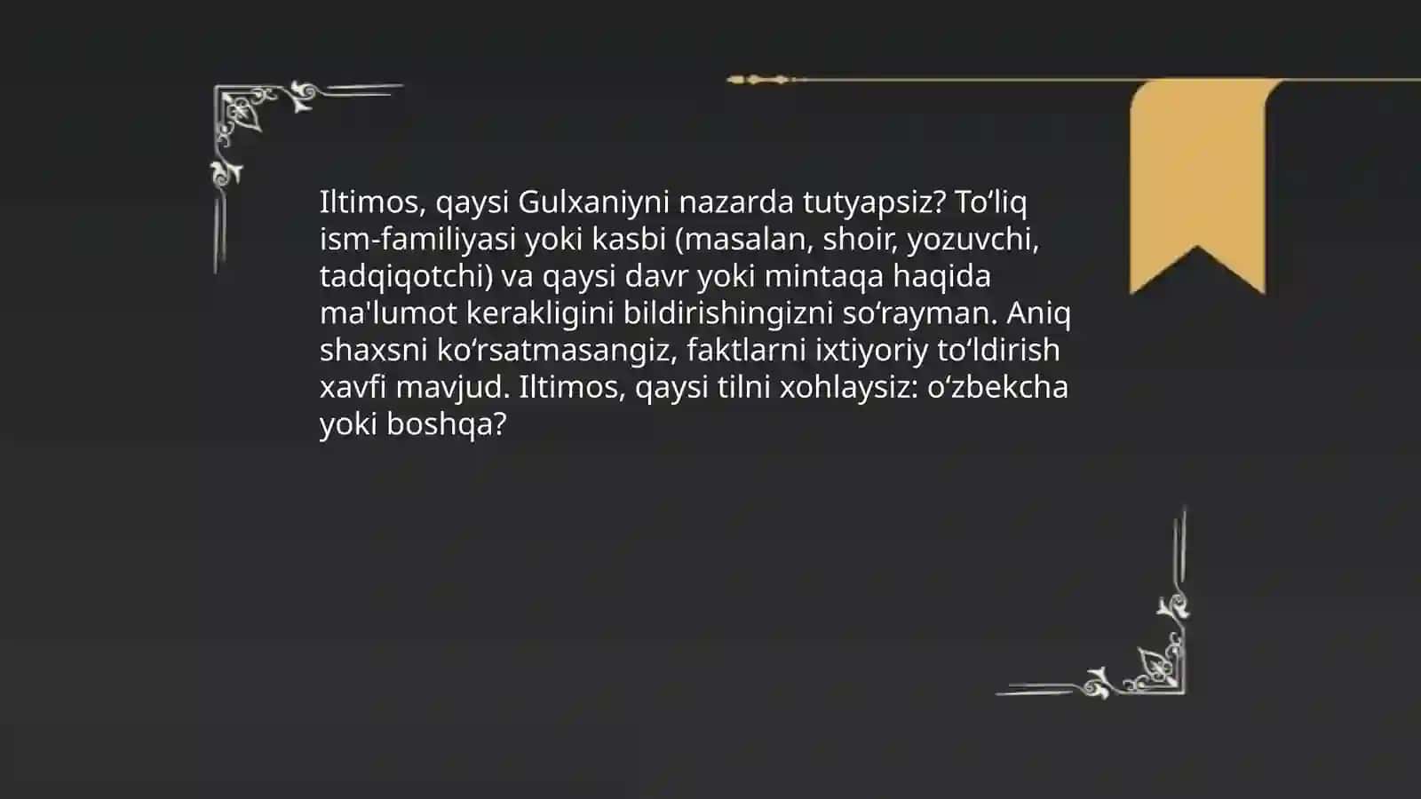 Gulxaniy hayoti va ijodi Pardayeva Jayrona 3