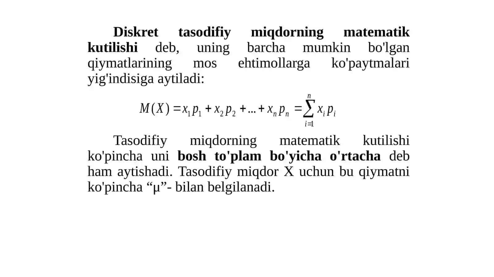 EKONOMETRIKADAEHTIMOLLARNAZARIYASIVAMATEMATIKSTATISTIKANING asosiy TUSHUNCHALARI 3