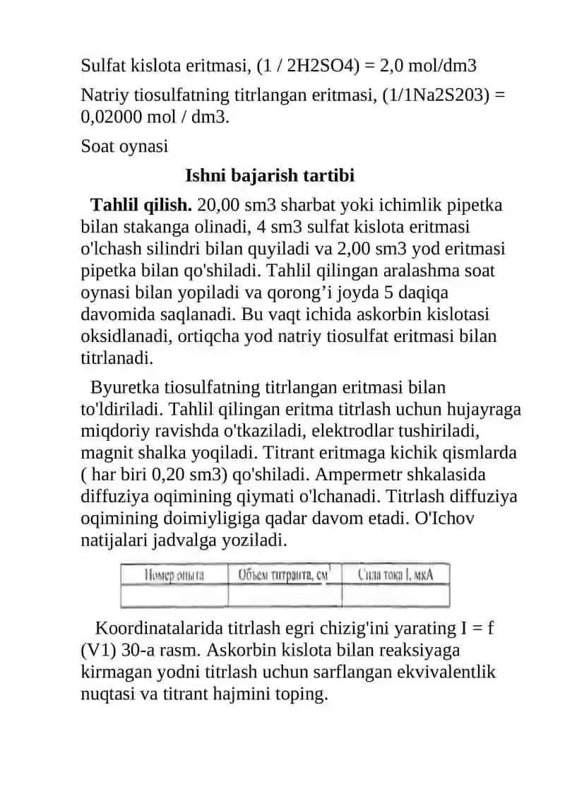ICHIMLIKLAR VA SHARBATLARDA ASKORBIN                            KISLOTASINI ANIQLASH 3