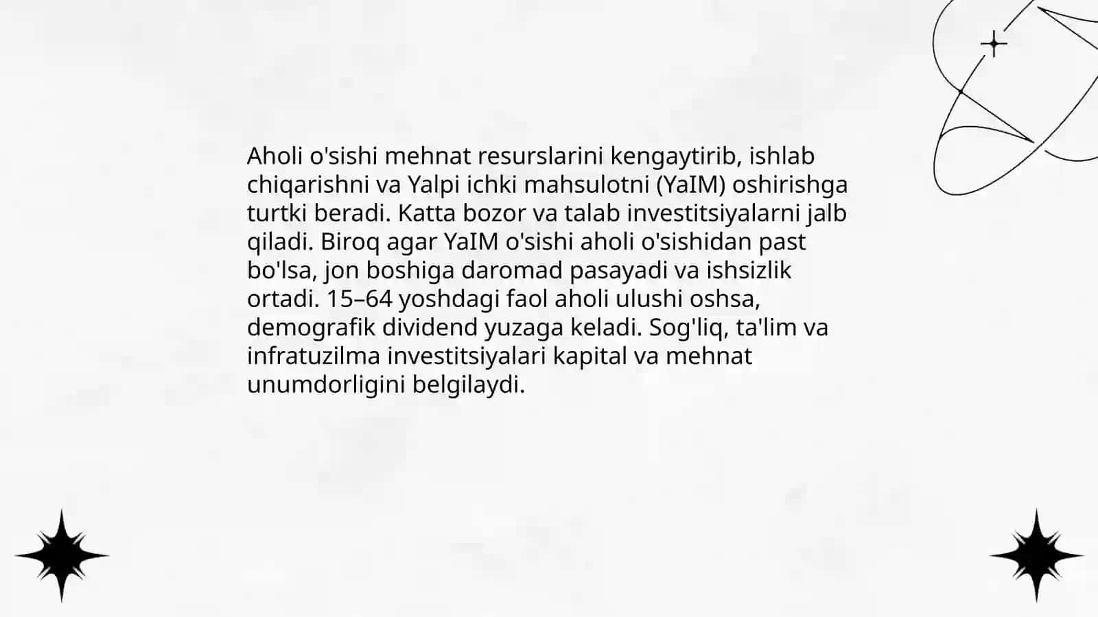 Aholi o'sishi va iqtsodiy o'sish urtasidagi bo'gliklik 3