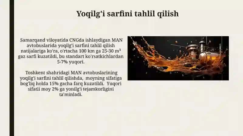 CNGda Ishlaydigan MAN Avtobuslarida Dvigatel Moylarining Sifat Tahlili 3