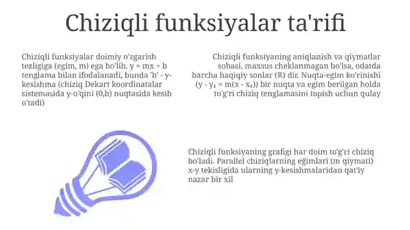 Chiziqli funksiyalar sinfi 3