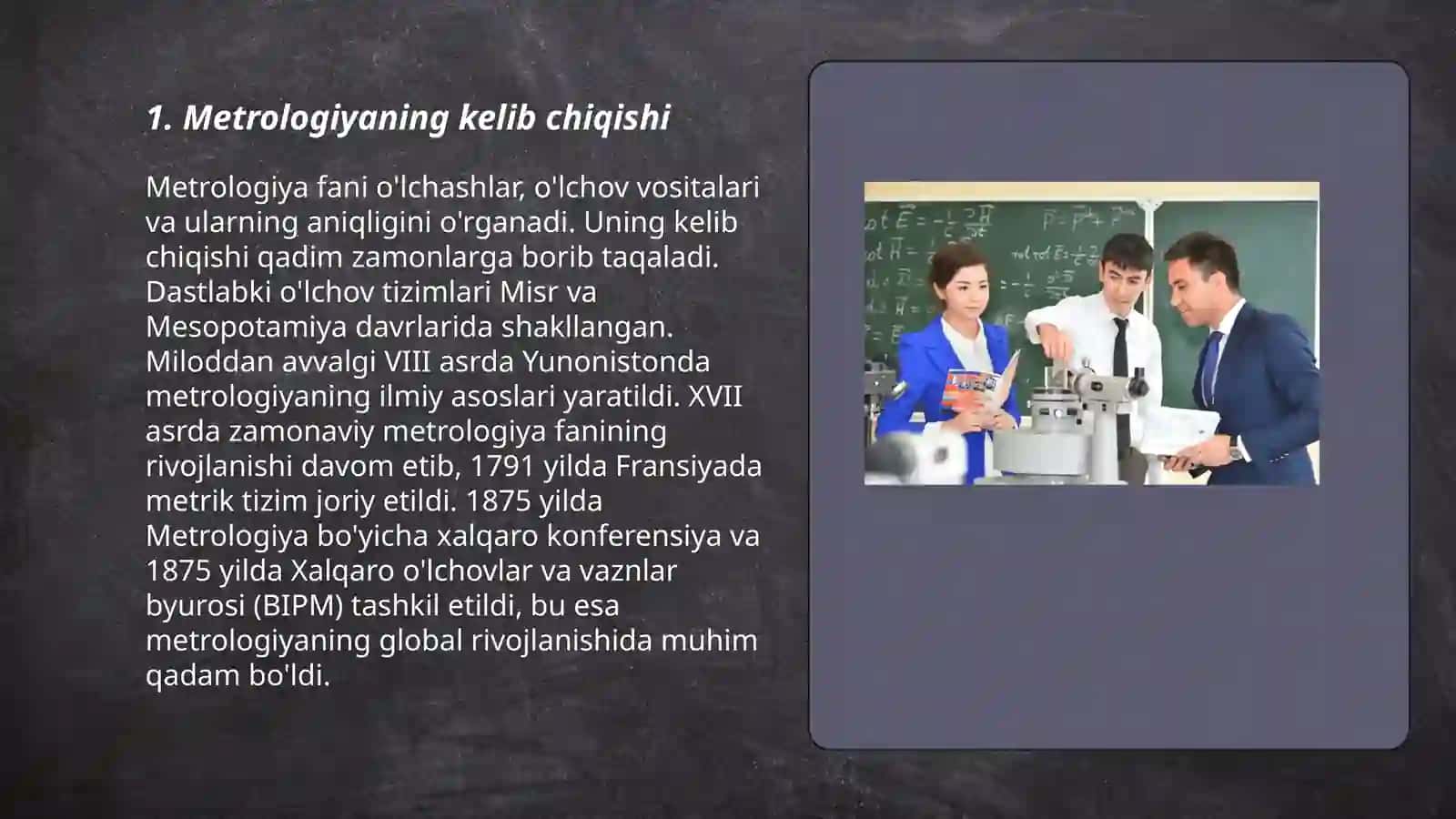 Metrologiyaning qisqacha tarixi, o‘lchashlarning roli va metrologiyaning ahamiyati 3