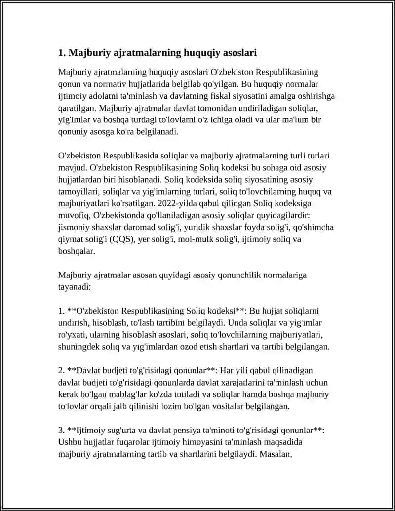 MUSTAQIL ISH Mavzu: IJTIMOIY JAMG'ARMALARGA MAJBURIY AJRATMALAR 3