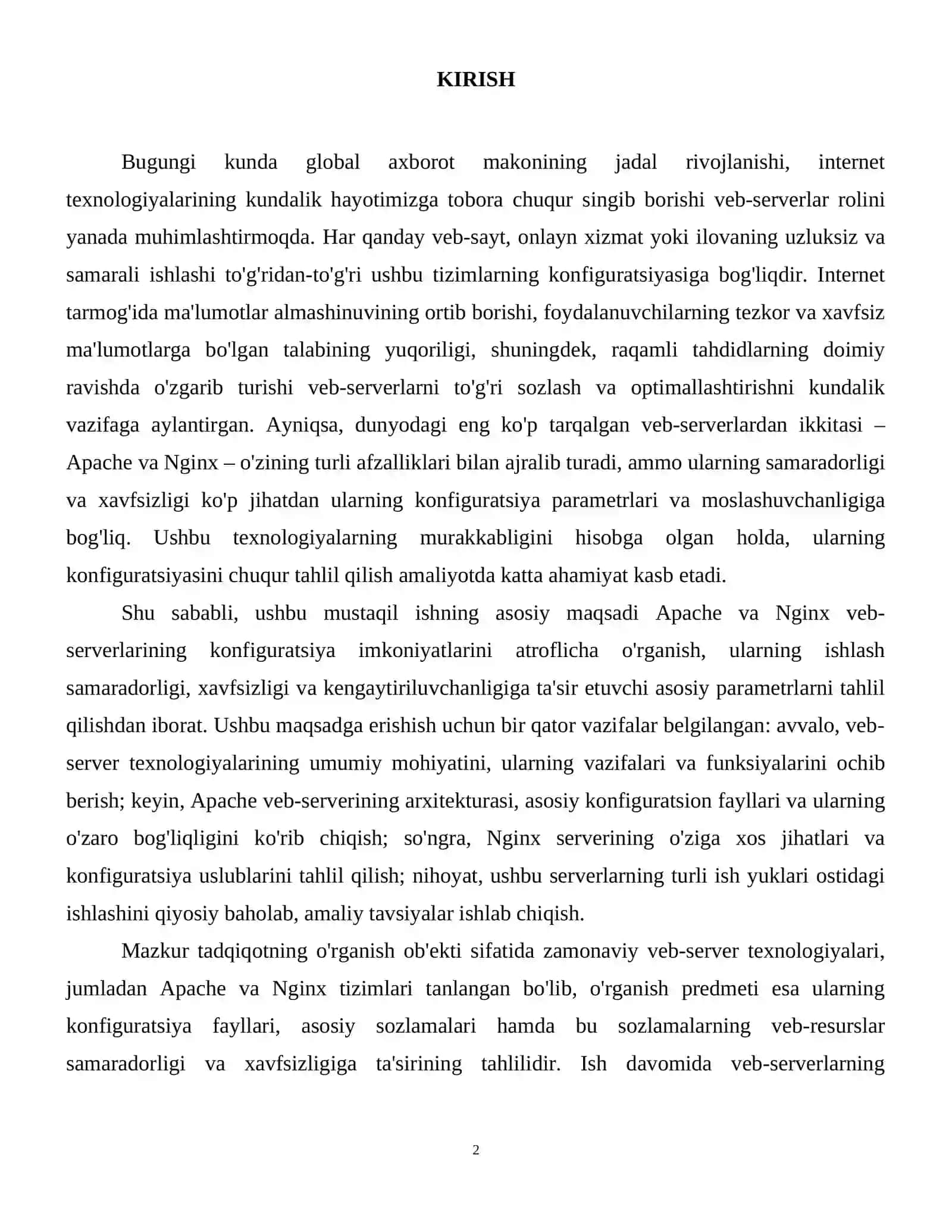 Web-server konfiguratsiyasini tahlil qilish (Apache/Nginx). 3