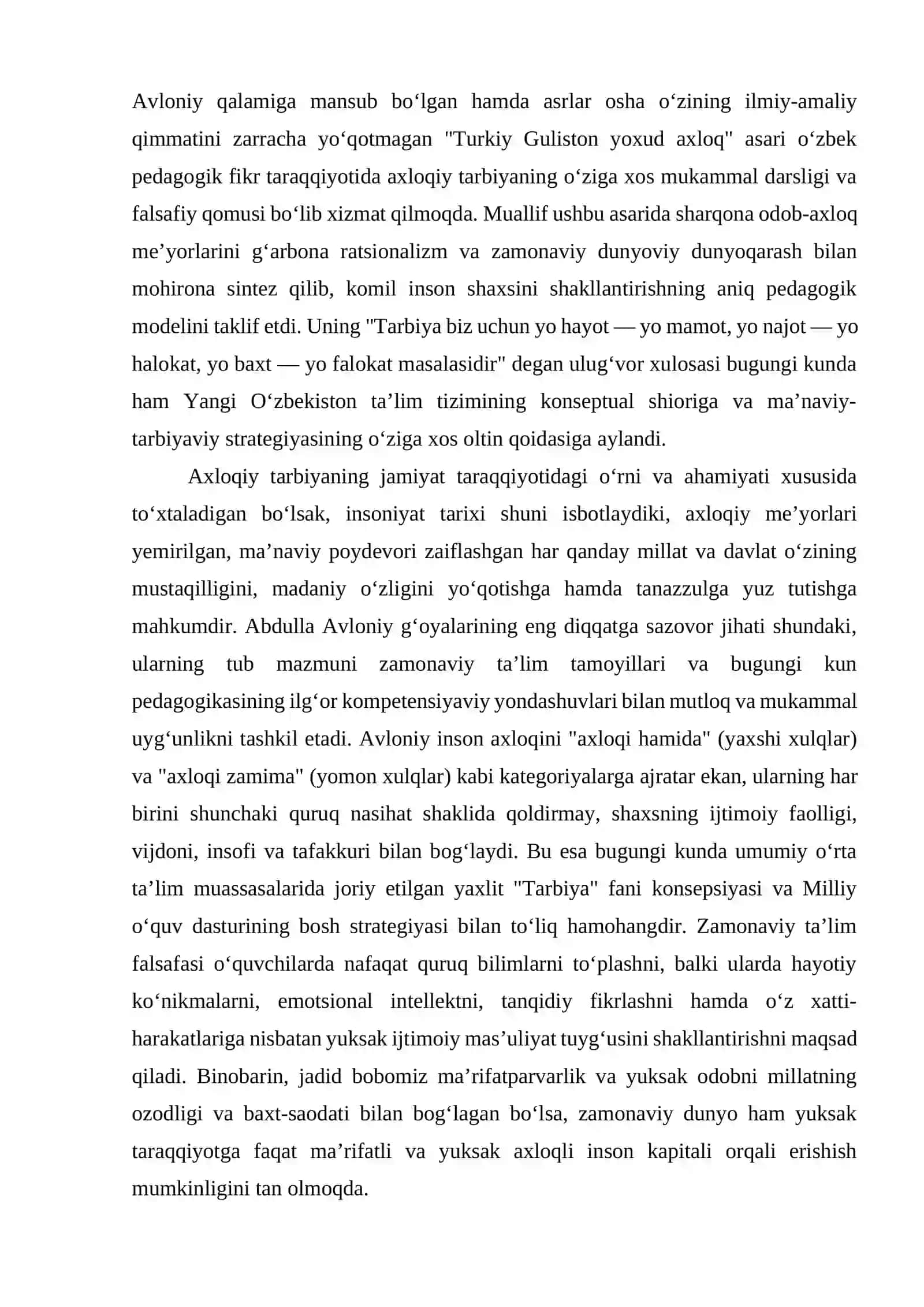 Axloqiy tarbiya jarayonida Abdulla Avloniy merosidan foydalanish 3