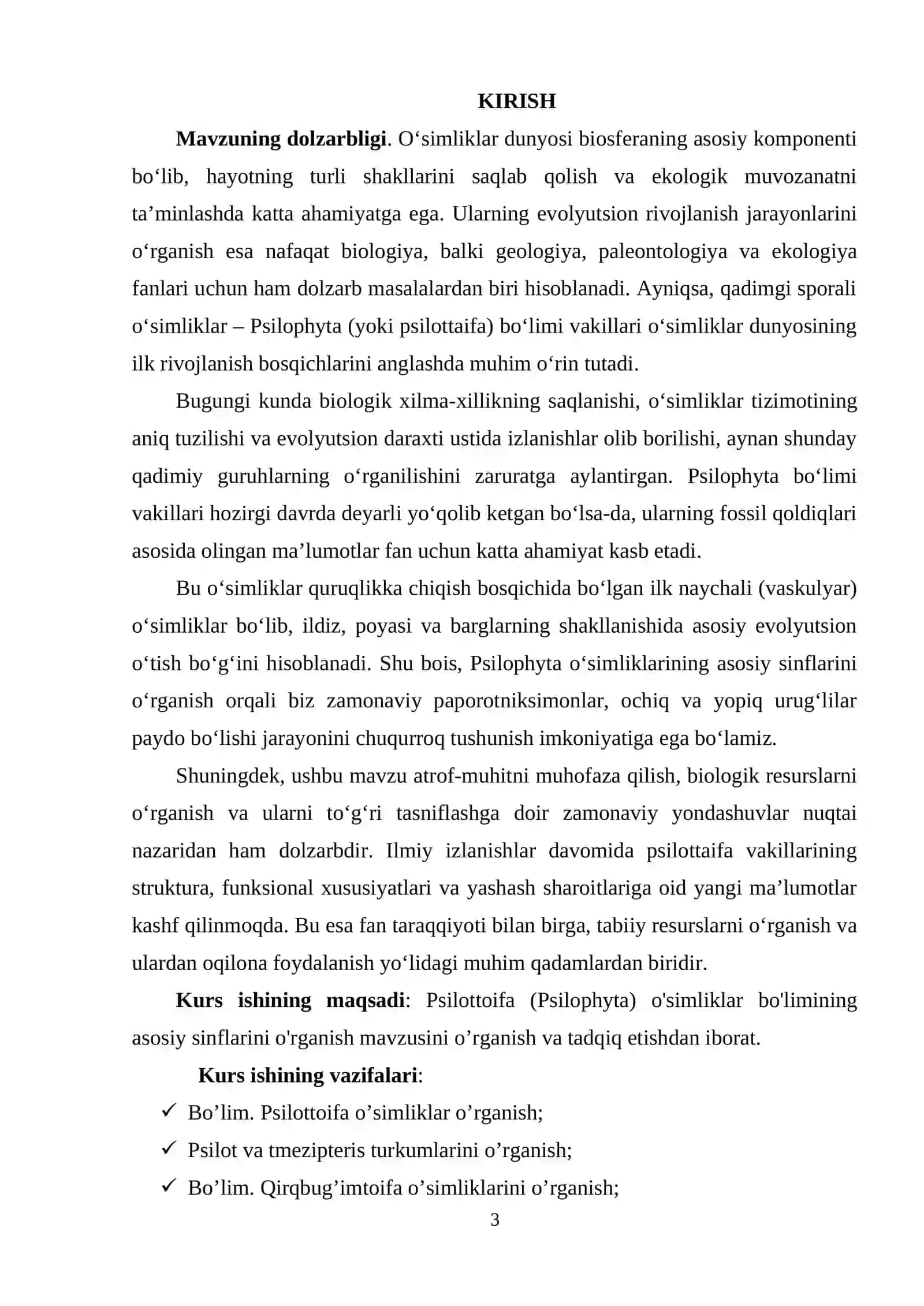 Psilottoifa (Psilophyta) o'simliklar bo'limining asosiy sinflarini o'rganish 3