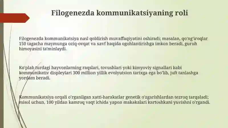 Filogenezda kommunikatsiyaning roli 3