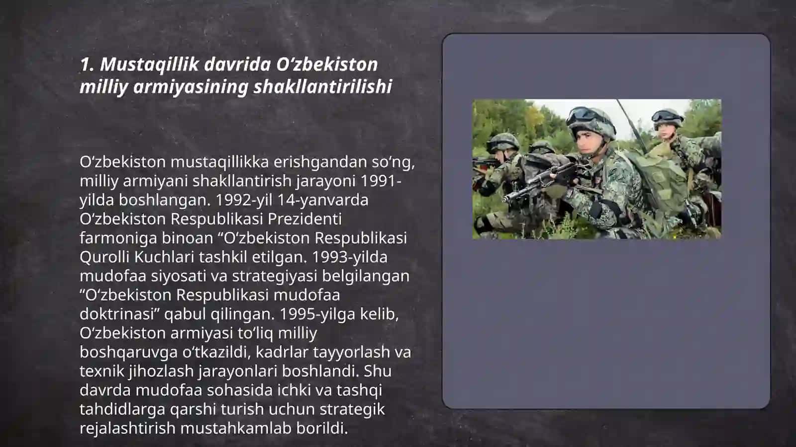 Oʻzbekiston milliy armiyaning shakllantirilishi va harbiy islohotlar 3