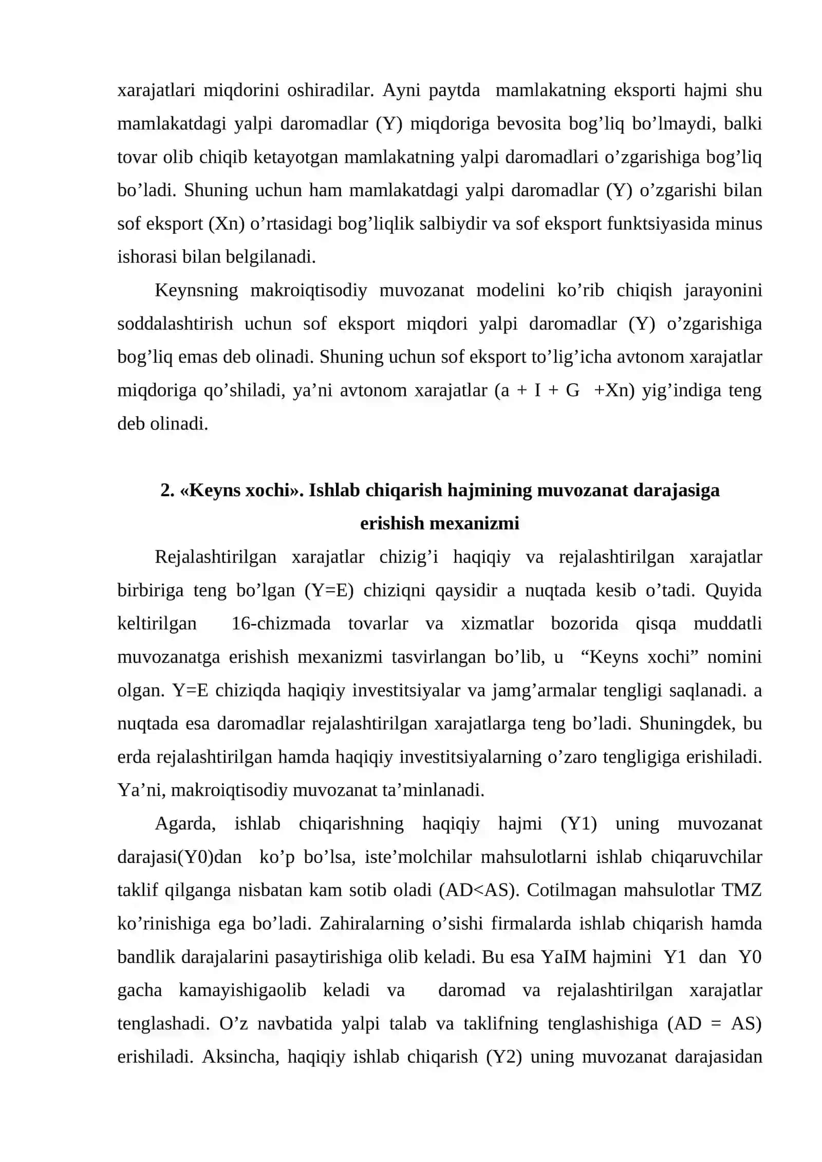 Keynsning tovarlar va xizmatlar bozorida makroiqtisodiy muvozanat modeli 3