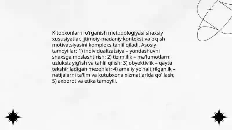 Kitobxonlarni o'rganish va o'qishni tashkil etish tamoyillari,vazifalari 3