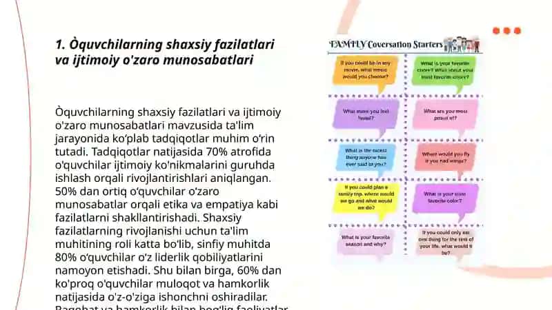 Òquvchilarning shaxsiy fazilatlari va ijtimoiy o'zaro munosabatlari 3