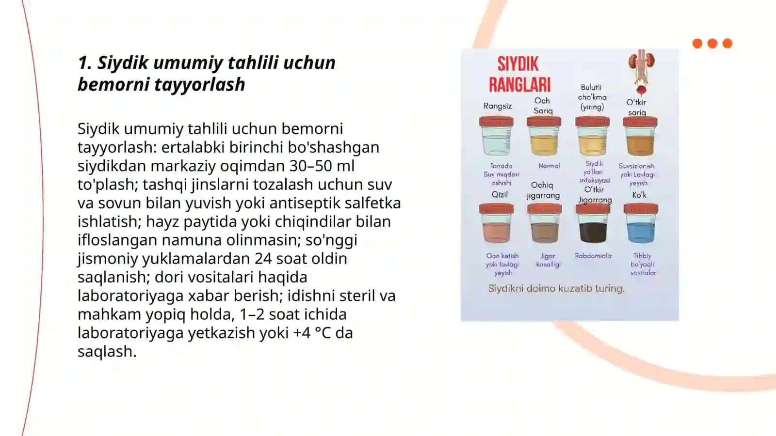 Siydik va Axlat Tekshirish Usullari va Bemorlarni Tayyorlash 3
