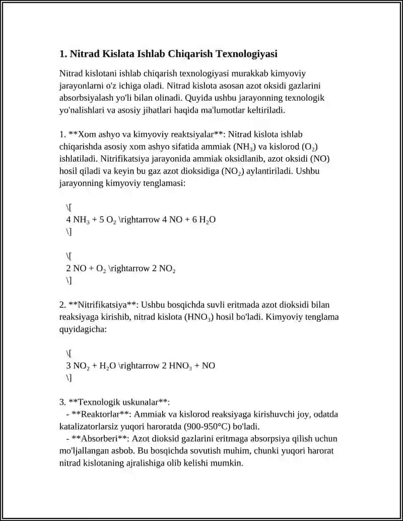 Nitrad Kislata Ishlab Chiqarish 3