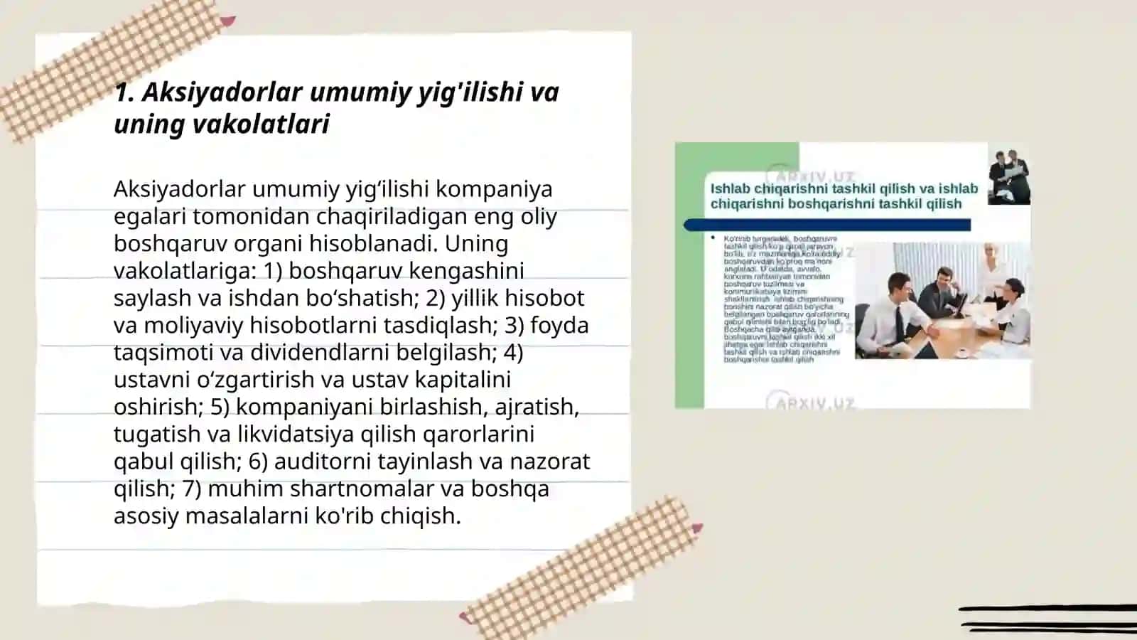 Korporativ boshqaruvning boshqaruv organlari va vazifalari 3