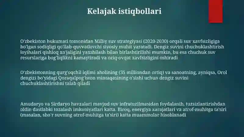 O'zbekiston sharoitida sho'r suvlarni chuchuklashtirish 3