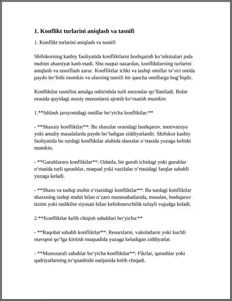 SHIFOKORNING KASBIY FAOLIYATIDA KONFLIKTLARNI BOSHQARISH KO'NIKMALARI 3