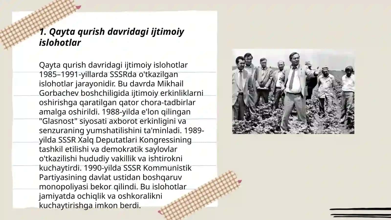 Qayta qurish yillarida Oʻzbekistondagi ijtimoiy siyosiy vaziyat 3