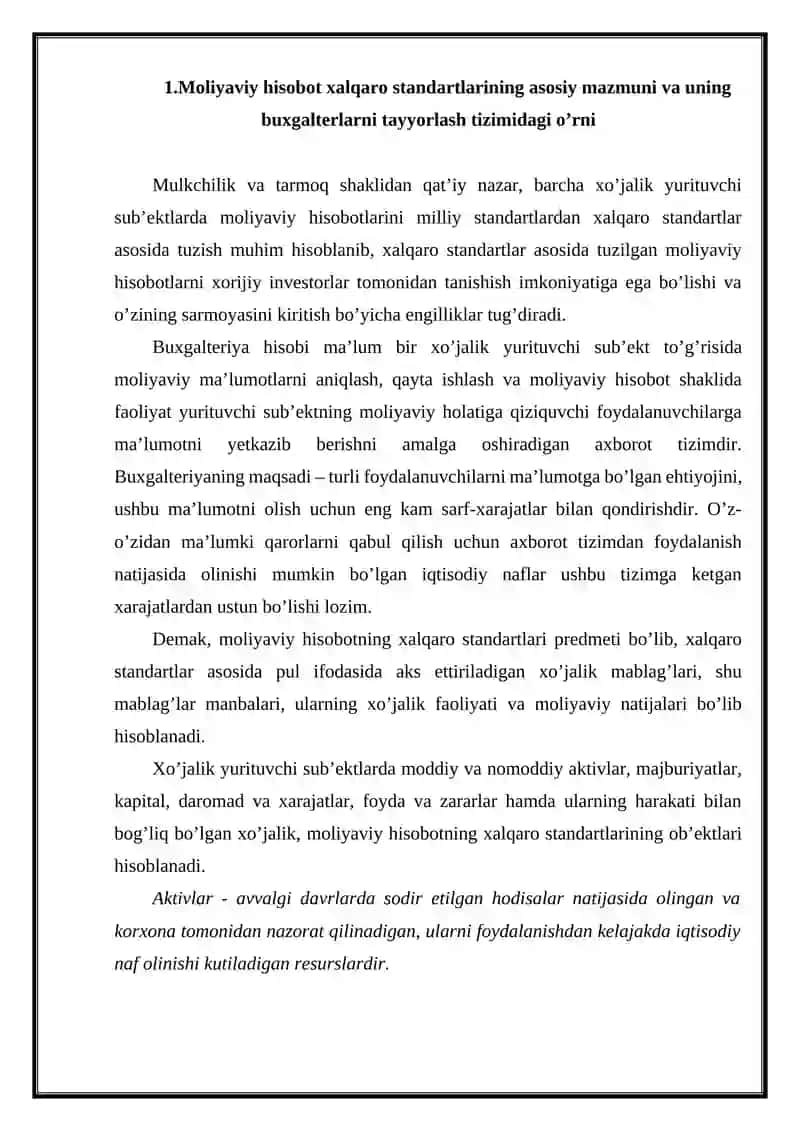 Moliyaviy hisobot va audit xalqaro standartlarining o'zaro aloqadorligi va bog'liqligi 3