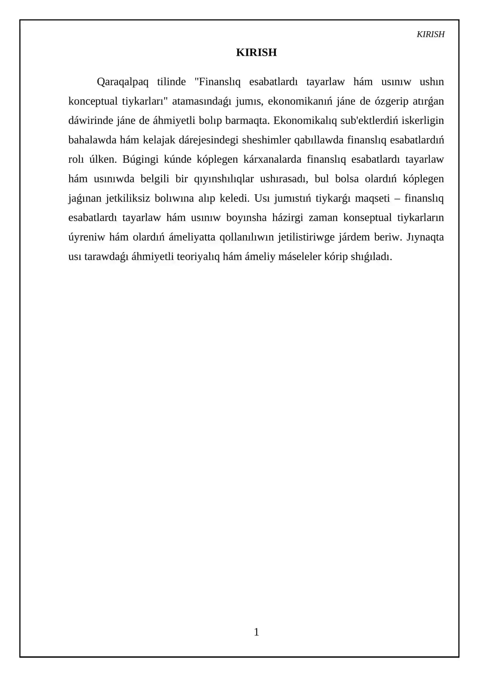 Finanslıq esabatlardı tayarlaw hám usınıw ushın konceptual tiykarları 3