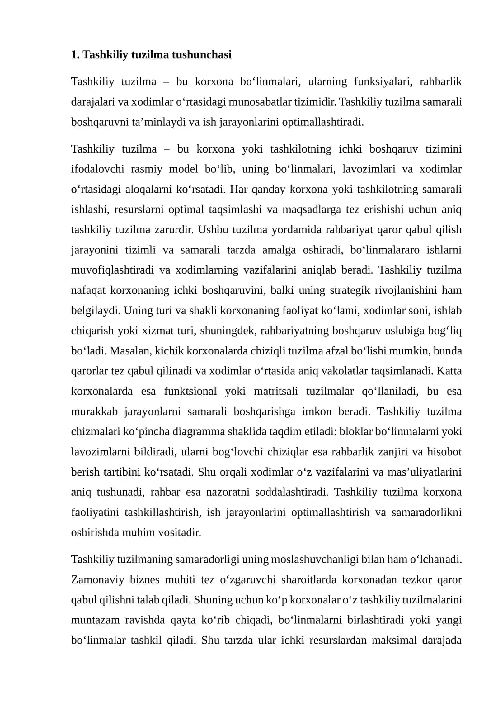 Tashkiliy tuzilma diagrammasini chizish va tahlil qilish 3