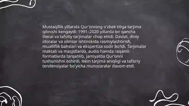 Mustaqillik yillari quronning ozbek tiliga tarjima qilinishi va tasirlari 3