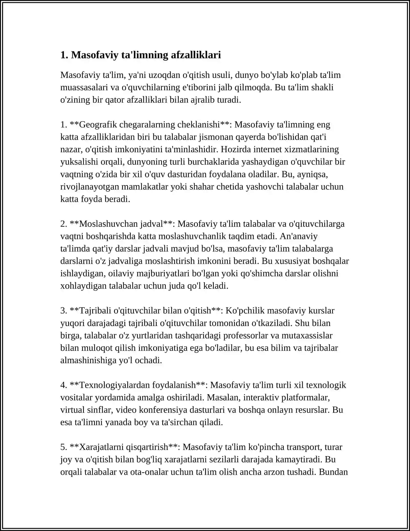 MUSTAQIL ISH Mavzu: MASOFAVIY TA'LIM TEXNOLOGIYALARI 3