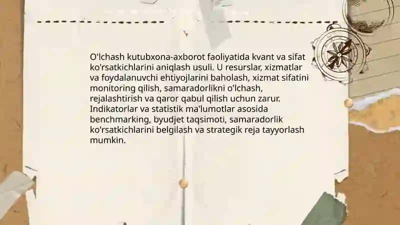 O'lchashlarning kutubxona -axborot faolyatidagi ahamyati 3