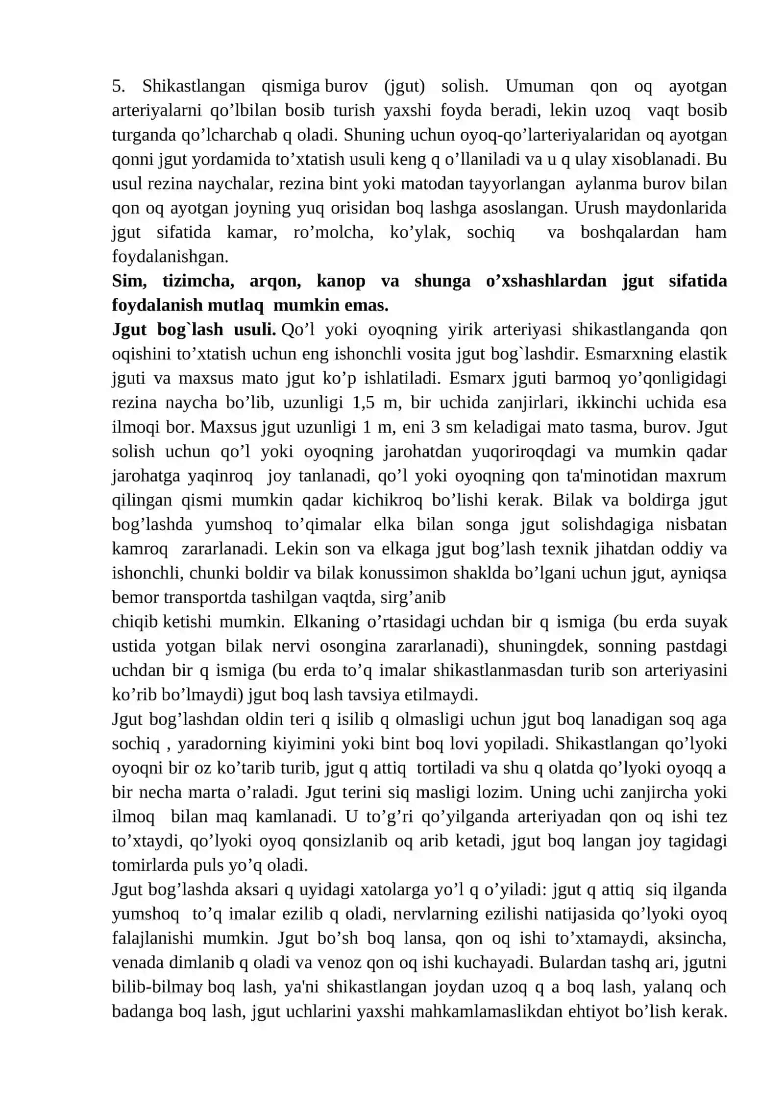 TOMIRLARDAN QON KETISHI, TURLARI,VAQTINCHA TO`XTATISH USULLARI 3