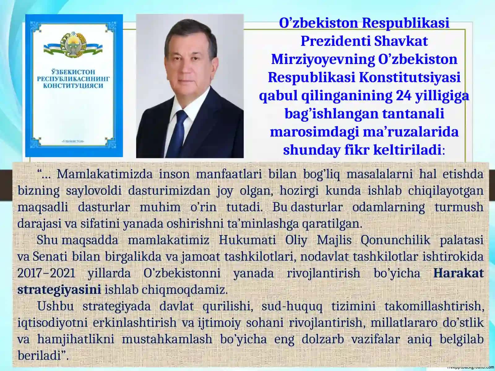 O‘zbekiston Respublikasini yanada rivojlantirish bo‘yicha 2017–2021 yillarga mo‘ljallangan Harakatlar strategiyasi. 3
