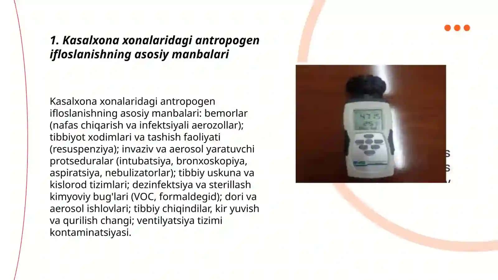 Kasalxona xonalari havosining antrpogen ifloslanishining gigeynik ahamyati 3