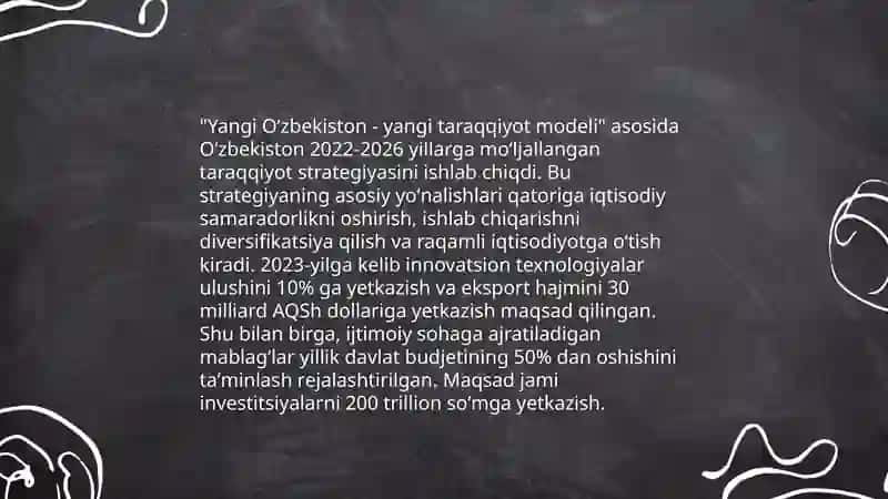 Yangi Oʻzbekistonda Prezident Sh.M.Miromonovich rahbarligi va tashabbusi ostida amalga oshirilayotgan islohotlar. Yangi Oʻzbekistonda xalqchil va insonparvar davlat qurishning ijtimoiy siyosiy ahamiyati 3