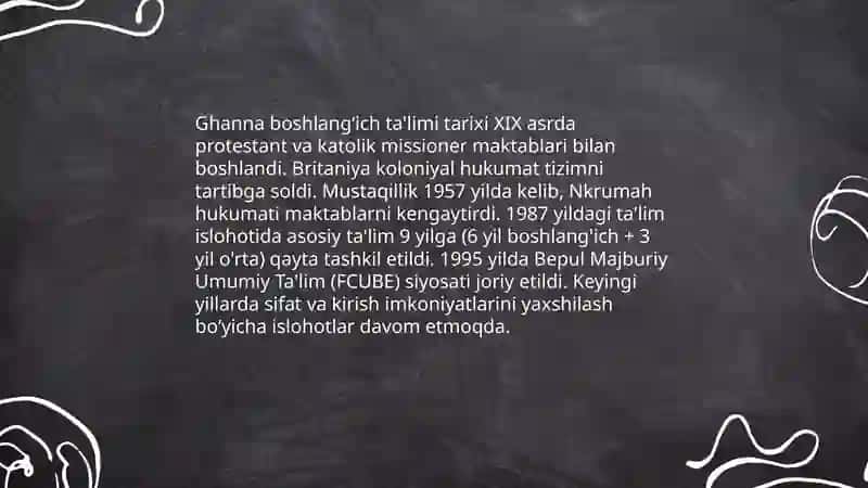 Ghanna davlatining boshlang‘ich ta‘limi haqida ma‘lumot 3