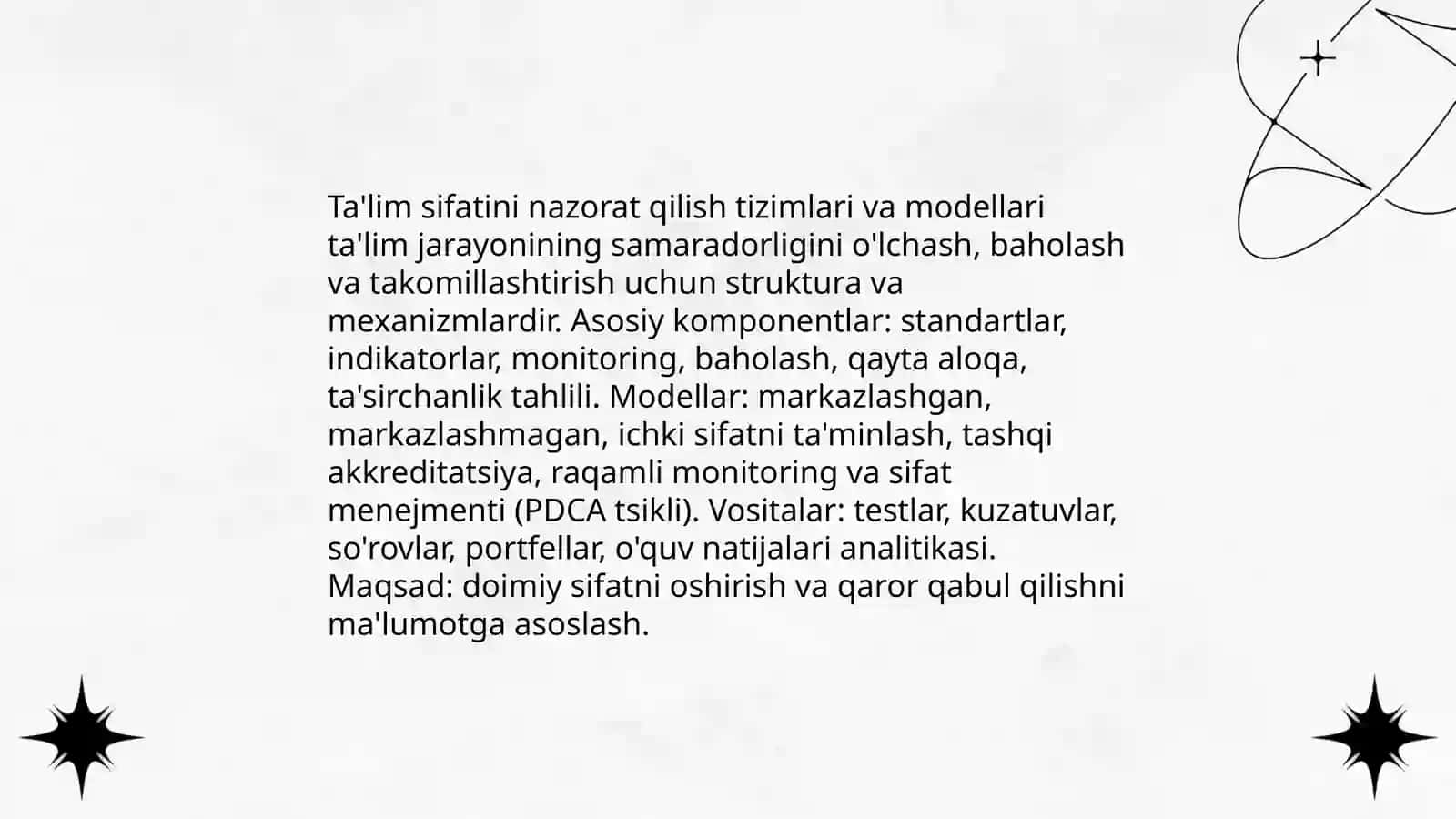 Ta'lim sifatini nazorat qilish usullarini o'rganish 3