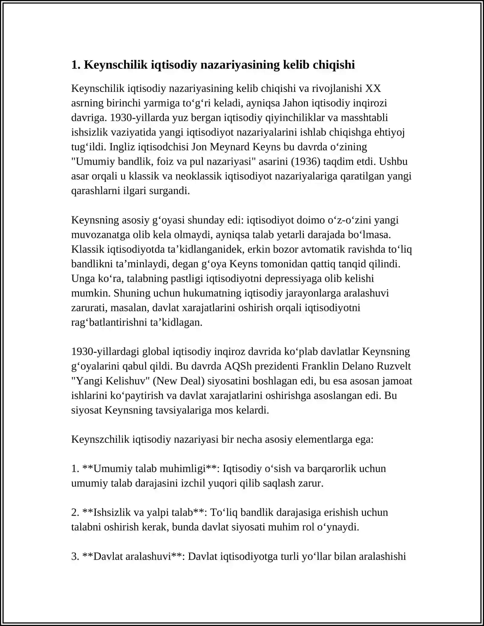 M. KEYNSNING IQTISODIY TA'LIMOTI KEYNSCHILAR VA NEOKEYNSCHILAR MOHIYATI 3