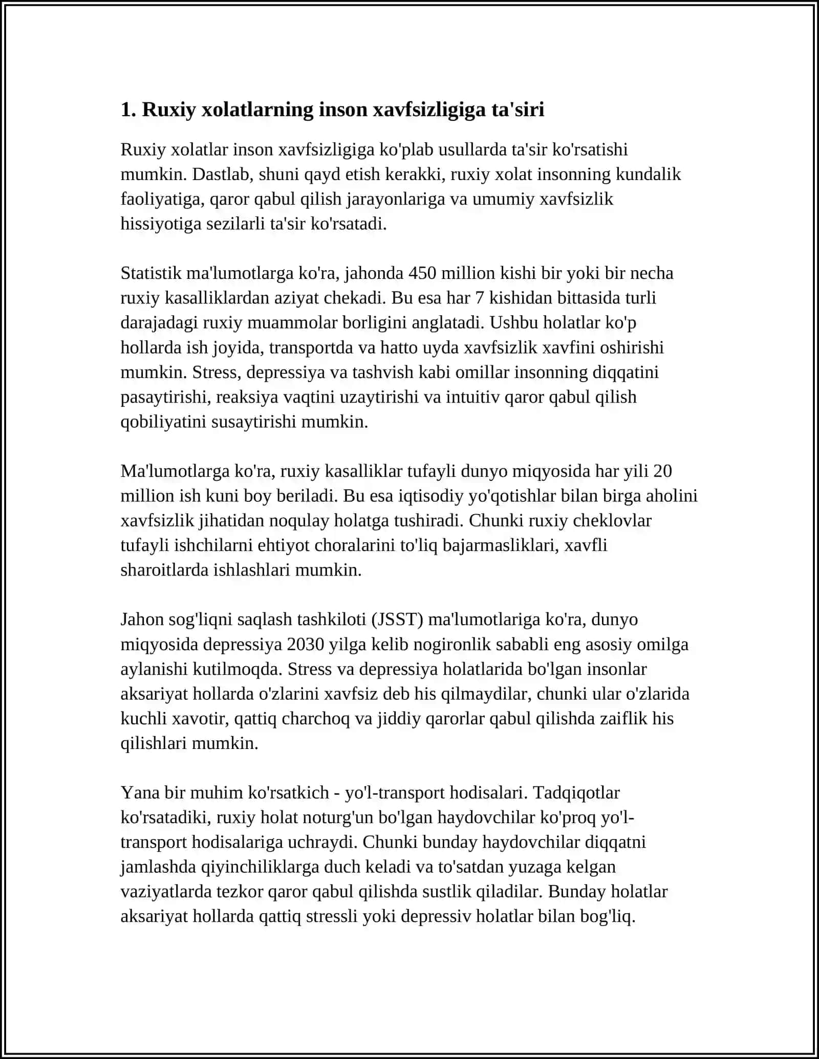 Ruxiy Xolatlar va Inson Xavfsizligi Referati 3