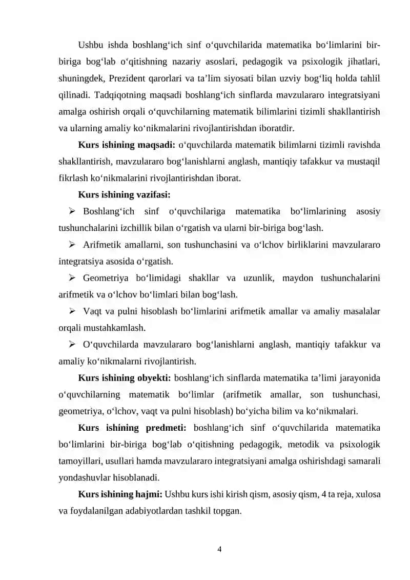 Boshlangʻich sinflarda matematika boʻlimlarini bir biriga bogʻlab oʻqitish 3