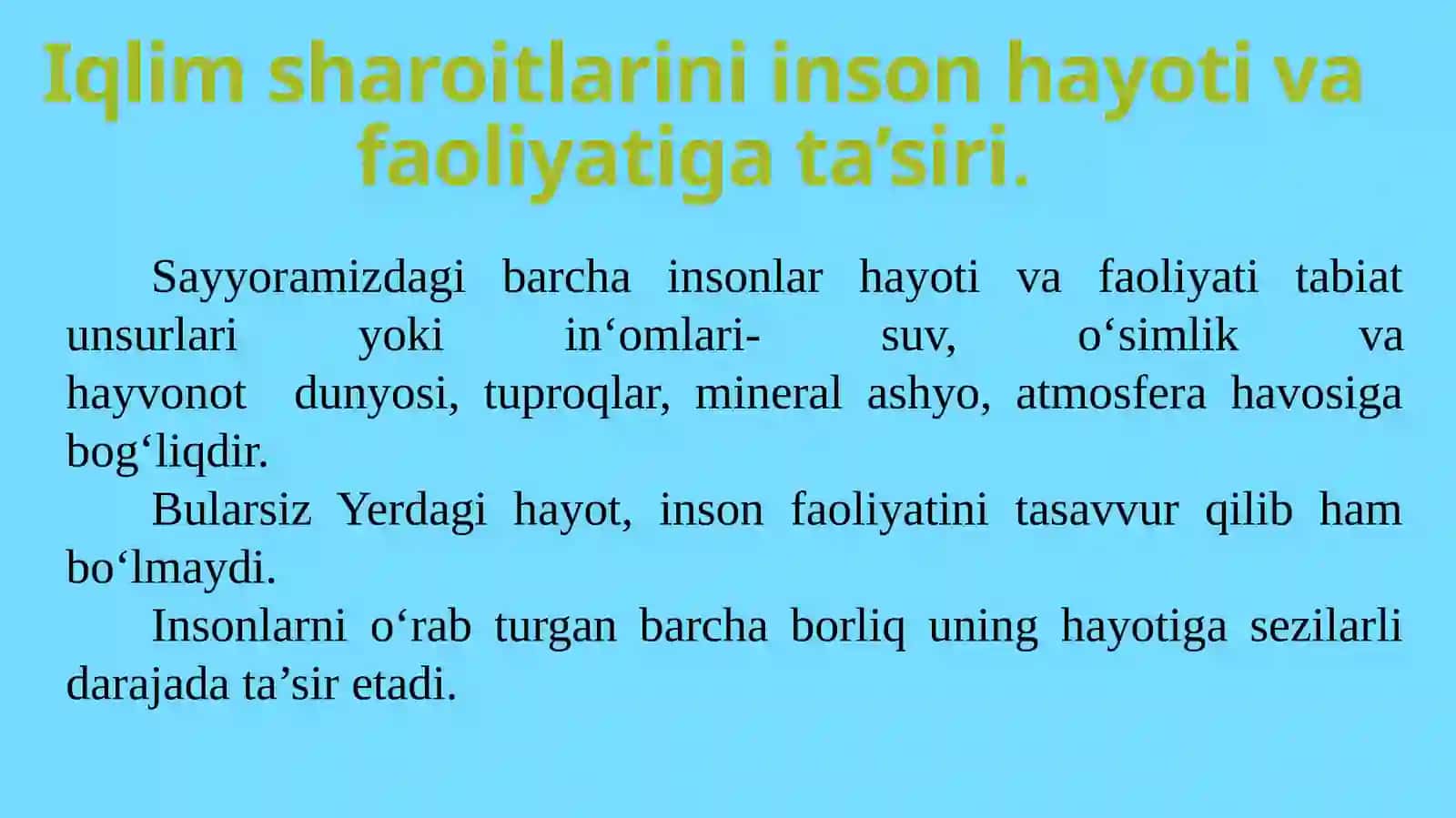 IQLIM OʻZGARISHI OQIBATIDA BIOSFERADA BIOLOGIK VA EKOLOGIK OʻZGARISHLAR 3