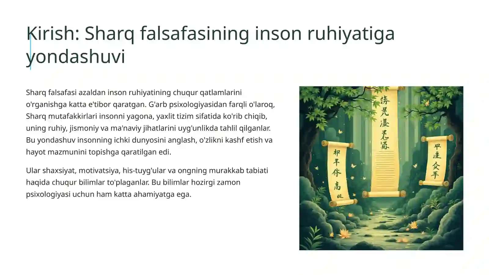 Sharq mutafakkirlarining psixologik qarashlari: O'tmishdan kelajakka 3