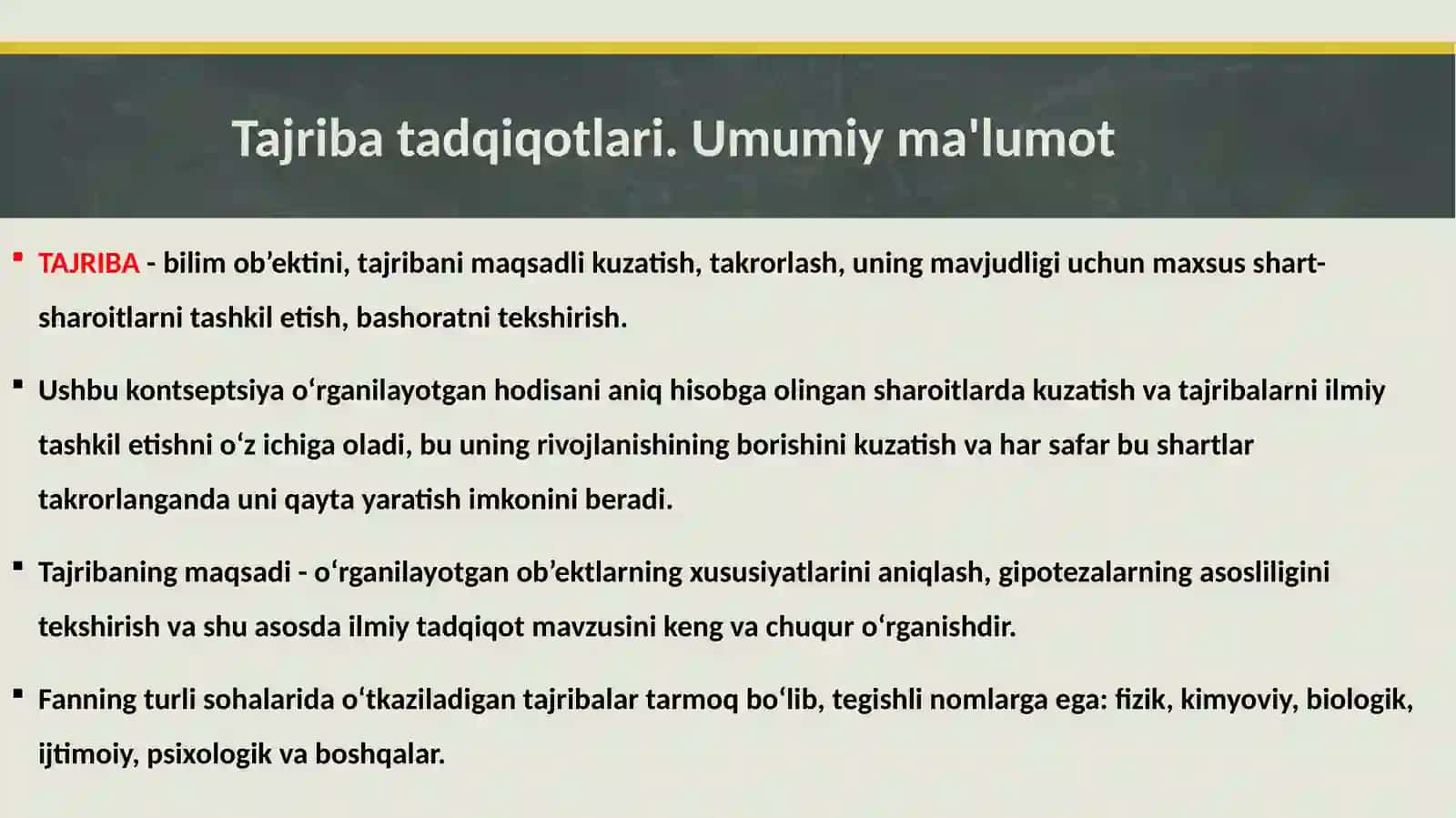 TAJRIBA TADQIQOTLARI 3