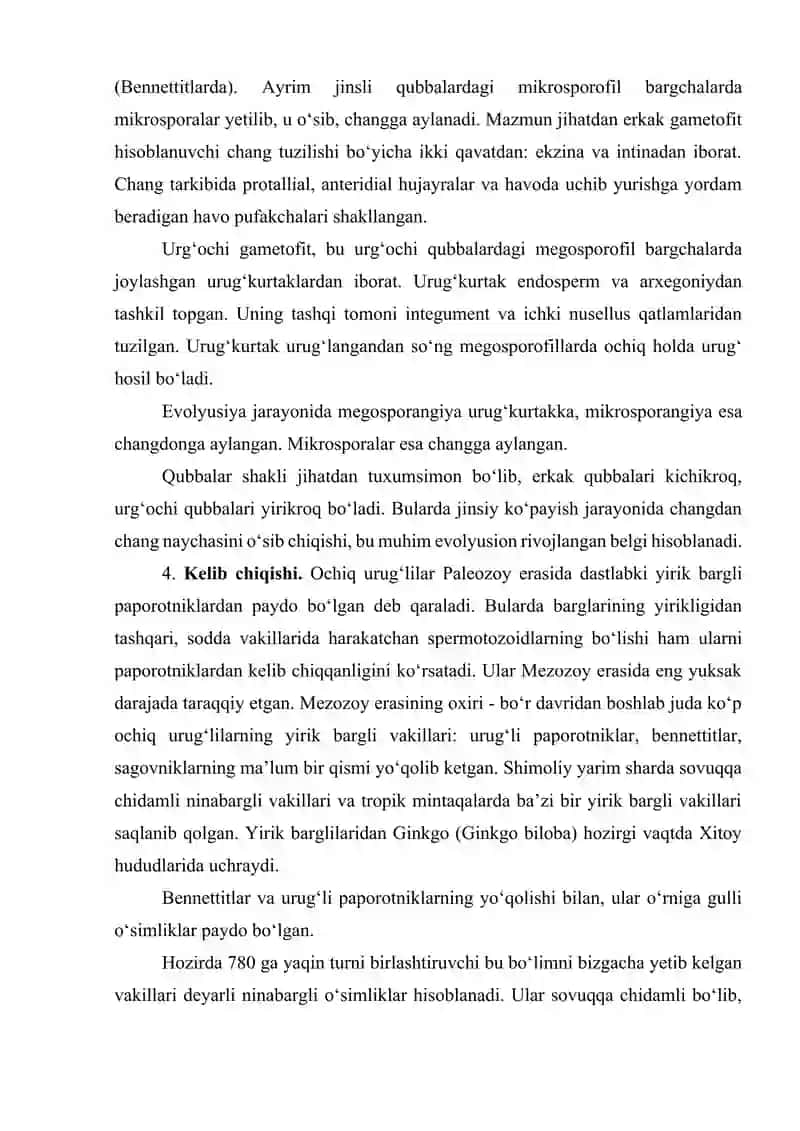 Urug‘li o‘simliklar. Qarag‘aytoifa (ochiq urug‘lilar) – Rinophyta (Gymnospermae) o‘simliklar bo‘limi referat 3