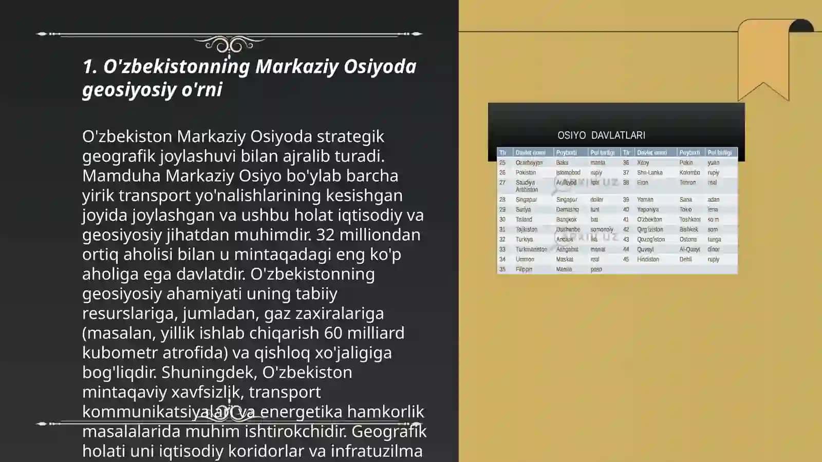 O'zbekistonning Markaziy Osiyoda tinchlik va barqarorlikni ta'minlashdagi o'rni 3