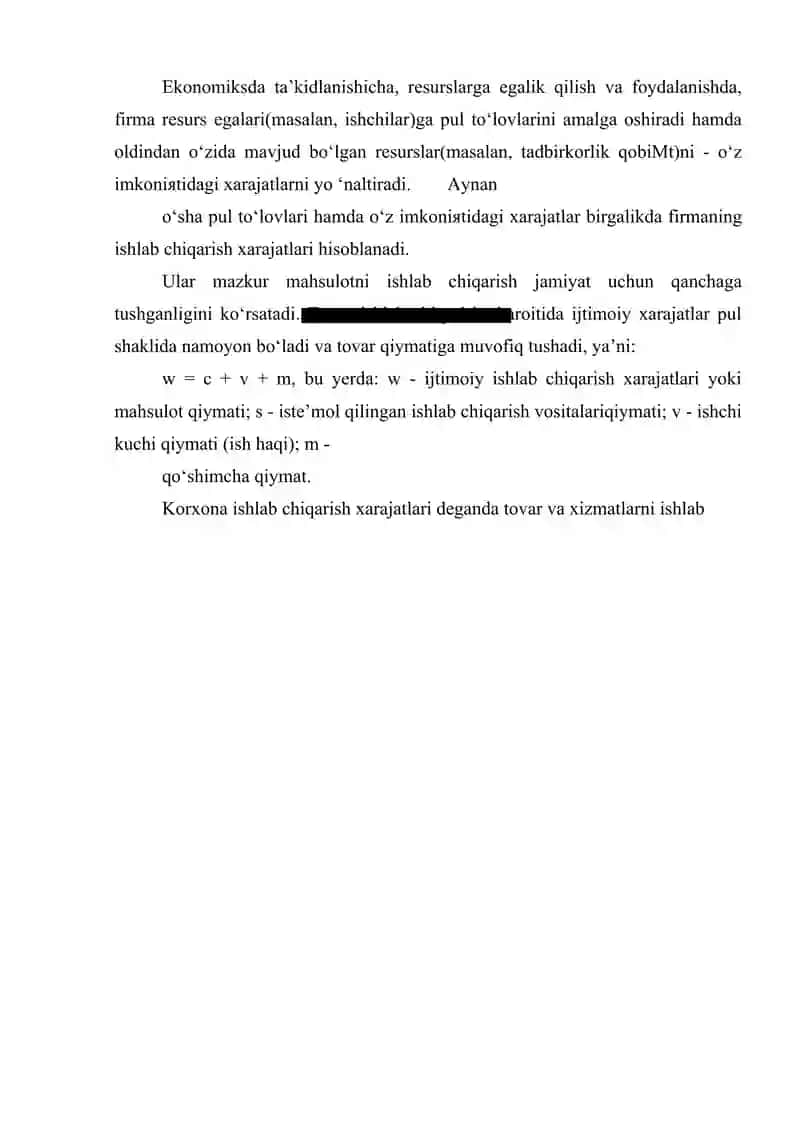 Ishlab chiqarish xarajatlari va foyda 3