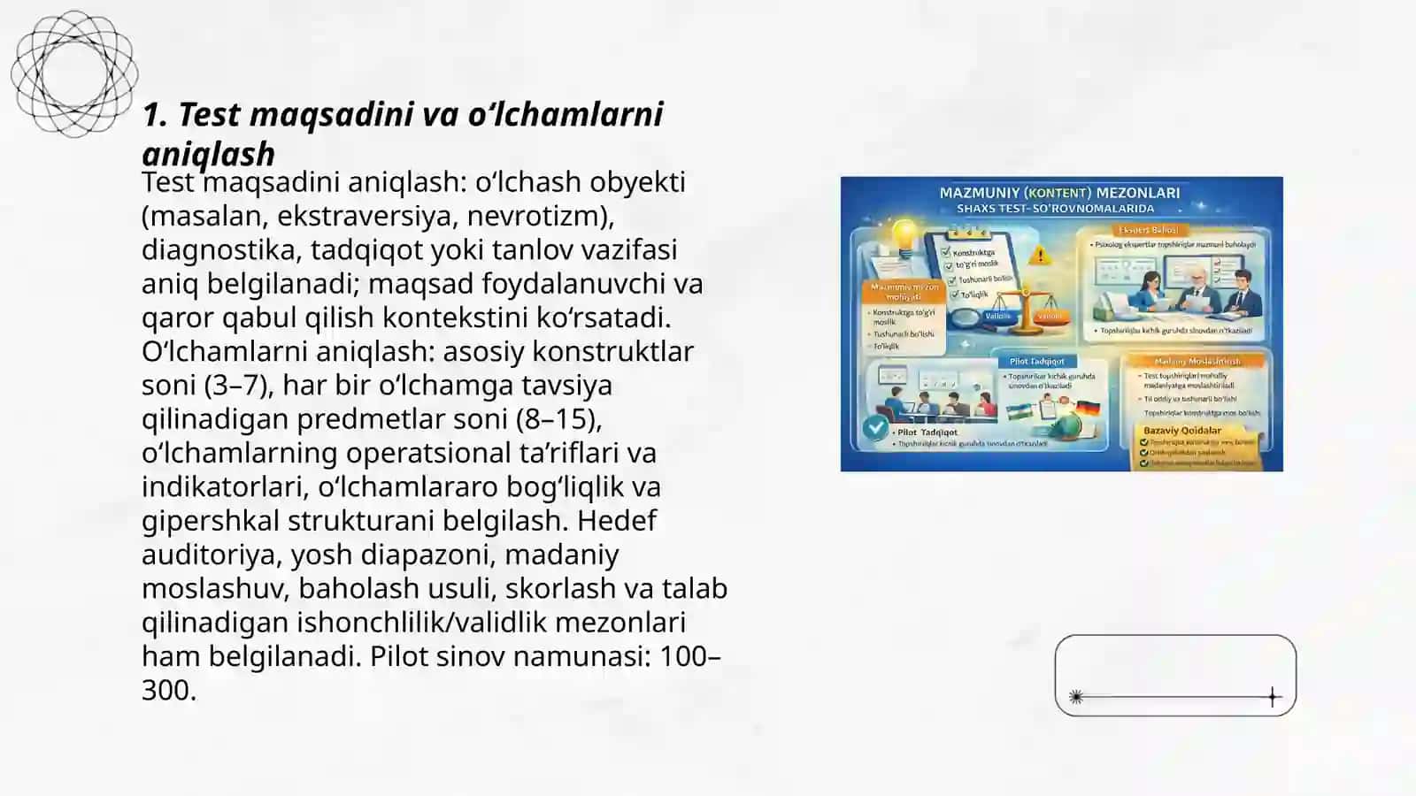 Shaxs test — so'rovnomalarini yaratishda topshiriqlarni tanlash 3