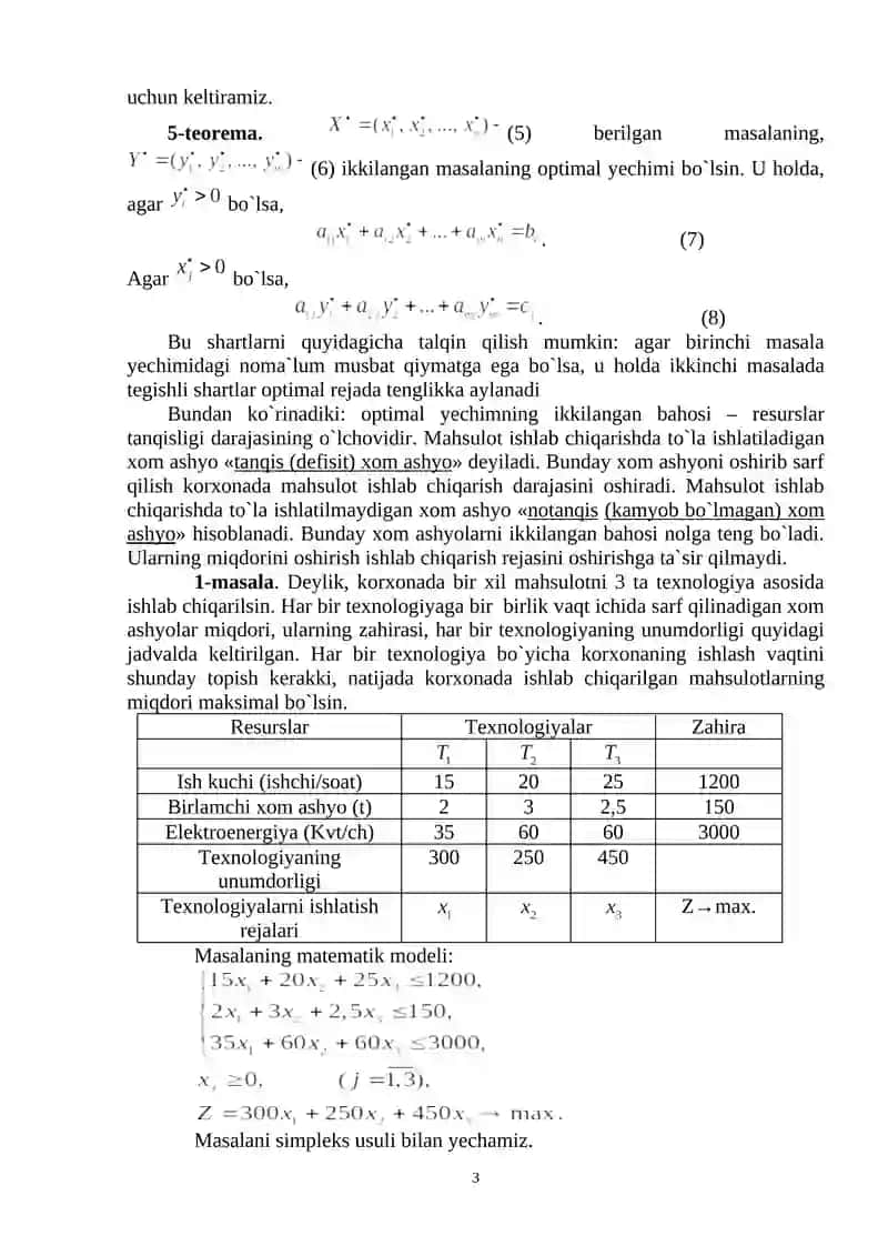 Ikkilanish nazariyasi asosiy teoremalarining iqtisodiy talqini 3