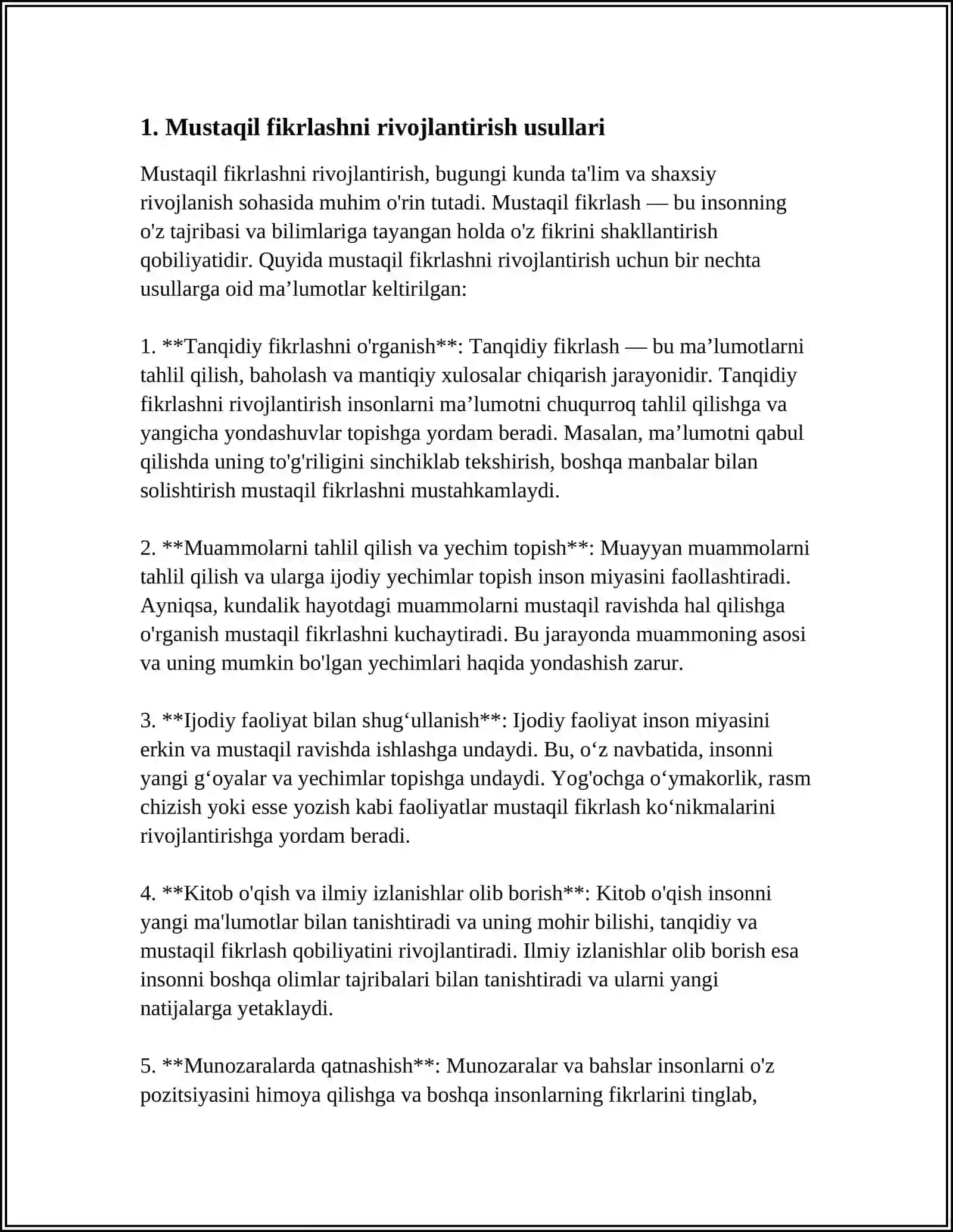 BOSHLANG'ICH SINF O'QUVCHILARINI MUSTAQIL VA KREATIV FIKRLASHGA O'RGATISH 3