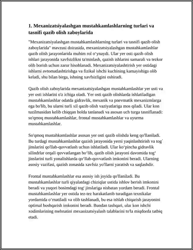 Qazib Olish Zaboylari Mexanizatsiyalashgan Mustaxkamlagichlari 3